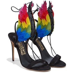 EDGARDO OSORIO for SALVATORE FERRAGAMO Dream Feather Wing Suede Sandal